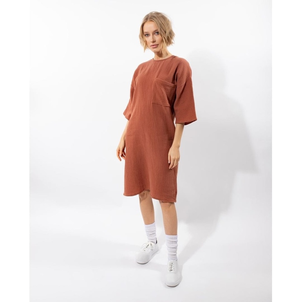 RECOLLECTION fall gauze dress with pocket
